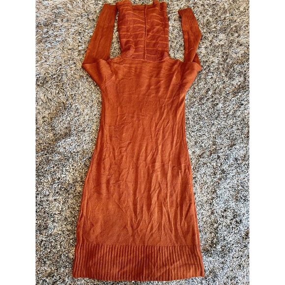 Alison Andrews Pullover Cowl Turtleneck Dress with Pockets Brownish Orange Sz XS - Picture 14 of 14